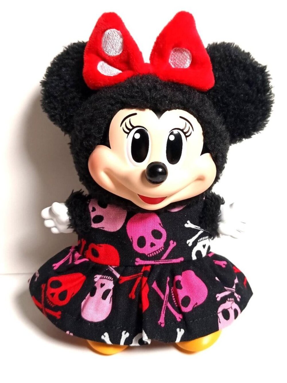 Pink Red Skeletons Halloween Print Dress for Minnie Mouse or Labubu